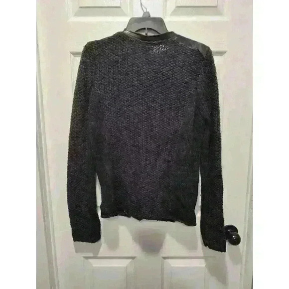 Trouve Sweater Moto Jacket Faux Leather Size LARGE - Picture 8 of 12